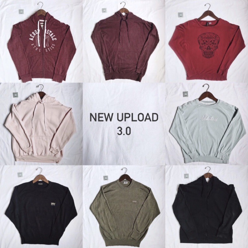 CREWNECK HOODIE SWEATER THRIFT PRELOVED SECOND MURAH AEROPOSTALE H&M HNM BRANDED MAROON PASTEL HITAM