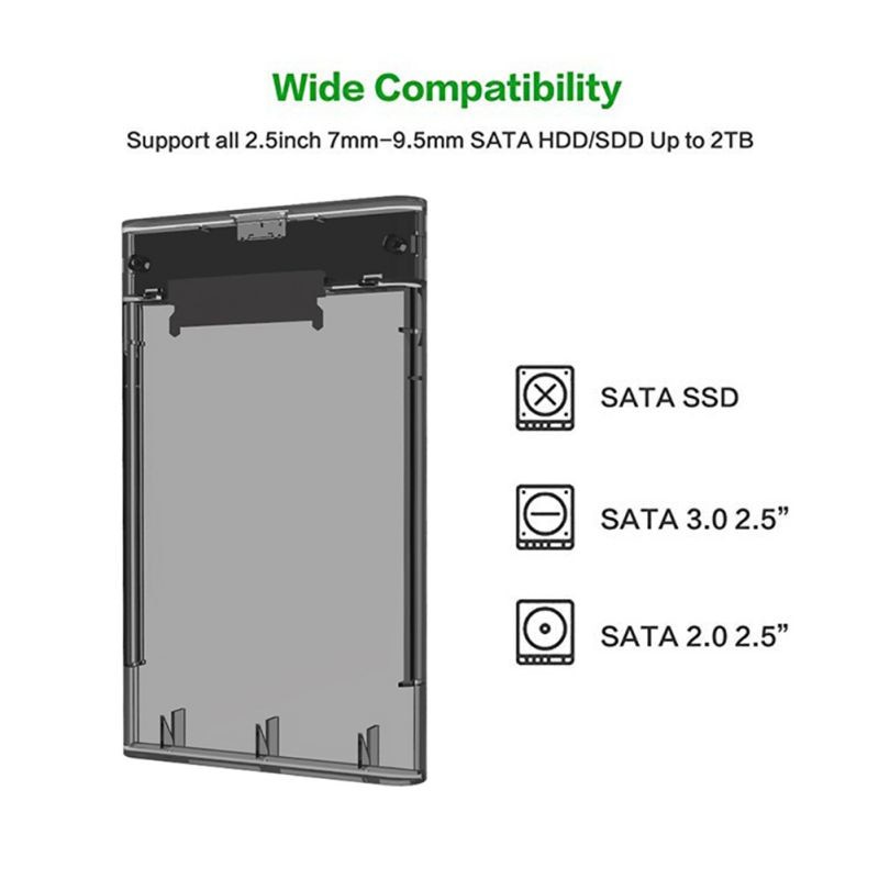 Taffware External HDD SSD Enclosure Transparant 2.5 Inch USB 3.0 - UT-3113 - Transparent