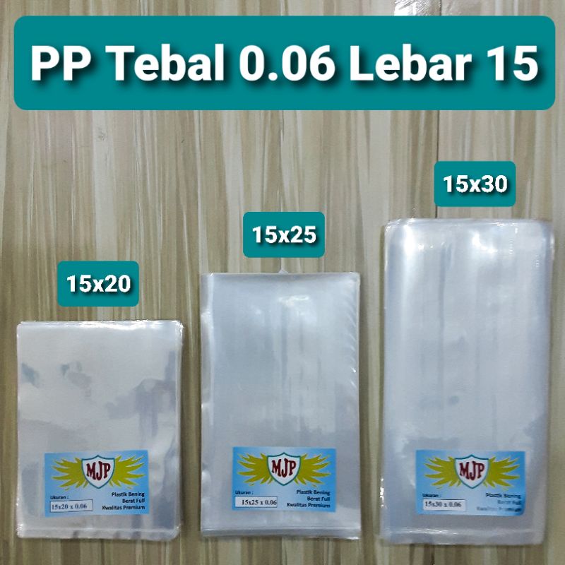 Plastik PP Bening MJP Tebal 0.06 Lebar 15 Uk.15x20 15x25 15x30 Plastik Kemasan Bungkus Snack