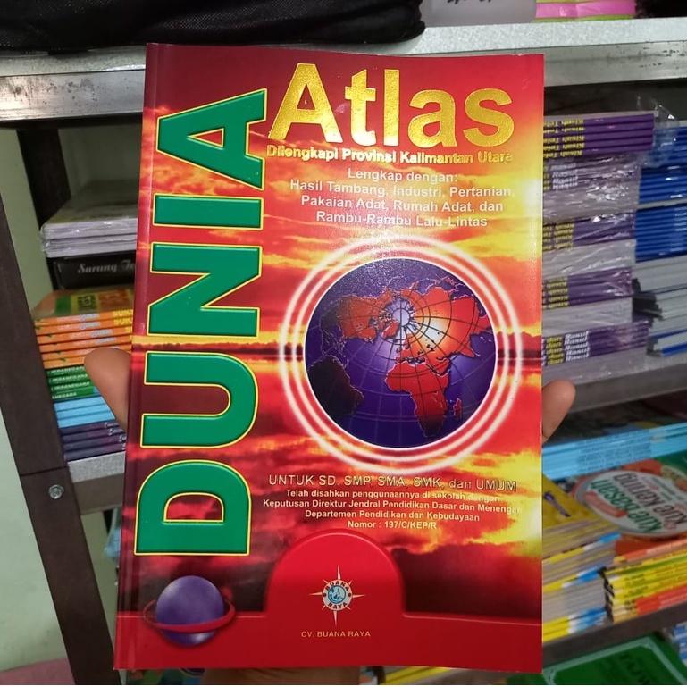 BUKU ATLAS GLOBAL INDONESIA DAN DUNIA TERLENGKAP KERTAS HVS FULL COLOR