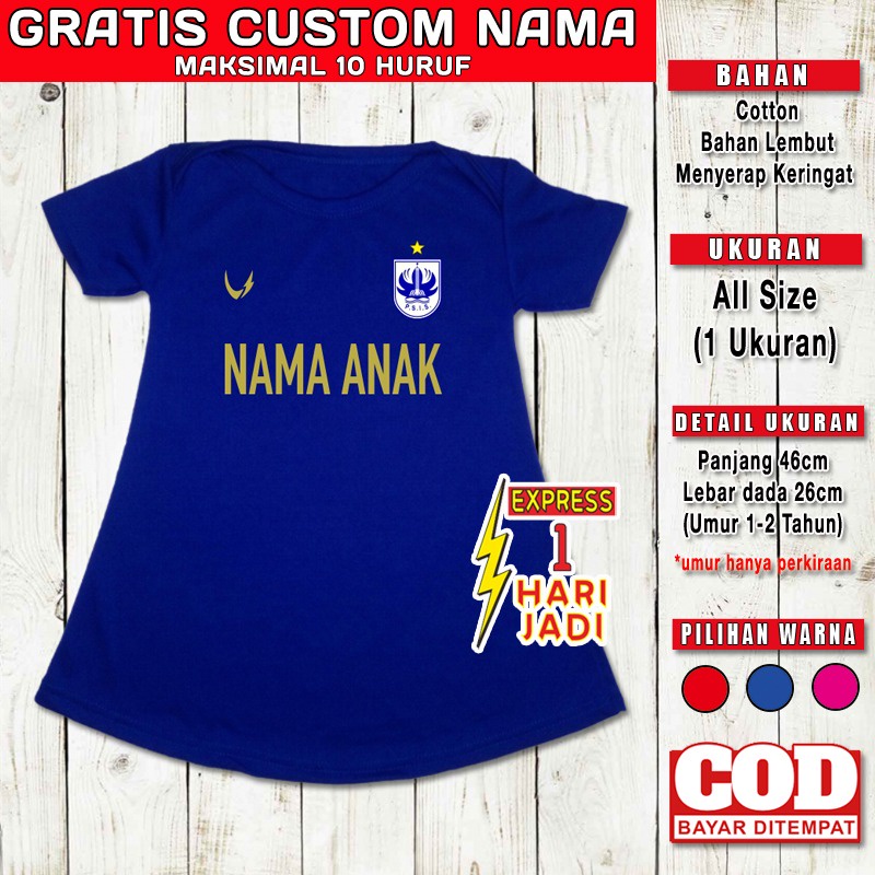 Dress Anak Perempuan Bola PSIS Semarang GRATIS CUSTOM NAMA Pakaian Bayi Dres Cantik Kado Baju Bola A