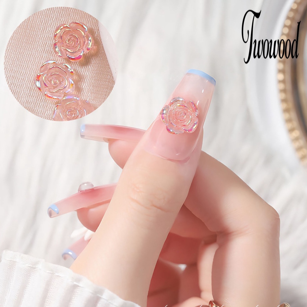 Twowood 1 Kantong Ornamen Bunga Kamelia 3D Bahan Resin Anti Air Untuk Dekorasi Nail Art DIY Charms