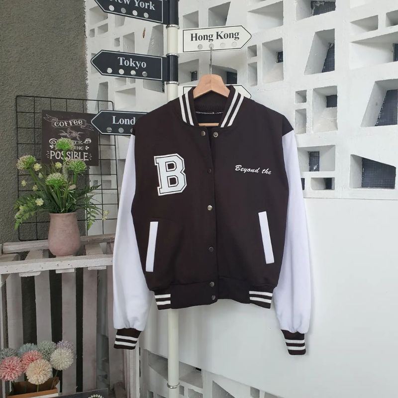 Jaket Baseball Varsity Wanita Oversize Size M.L.XL | B Beyond Baseball Jaket Wanita | Jaket Baseball | Varsity Jaket Baseball Korea