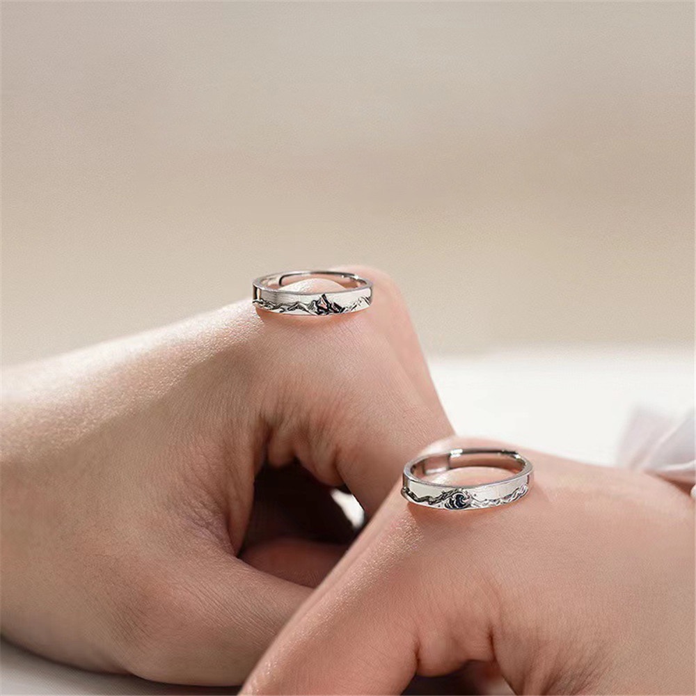 couple fashion retro elegant open adjust adjustable finger index rings niche design jewelry