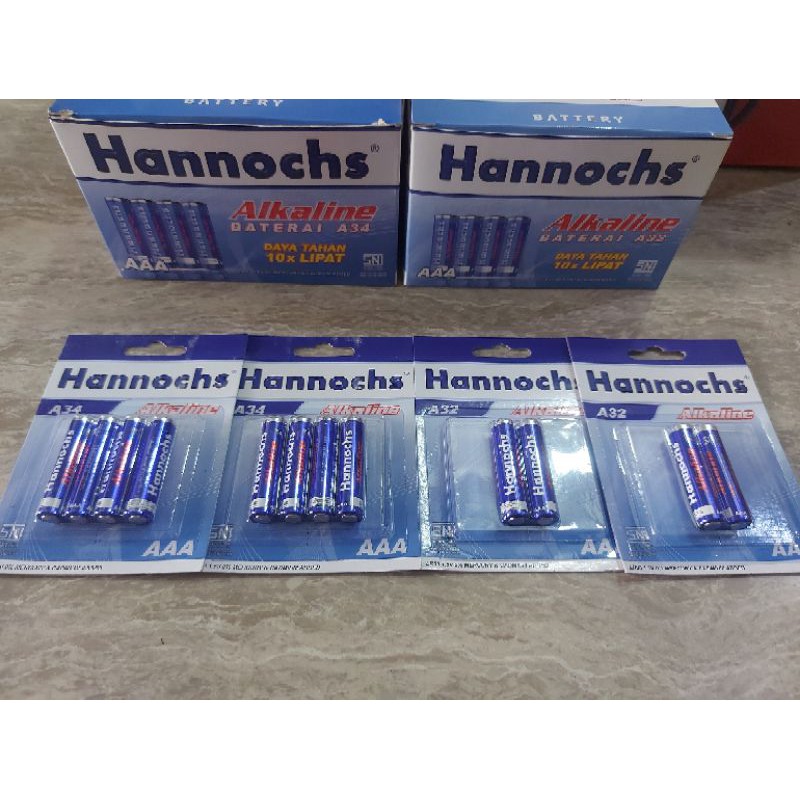 Baterai Alkali Hannochs AAA/ A3 / Battery Alkaline Hannochs AAA/ A3/ A32/ A34 Harga Per 1 PAPAN