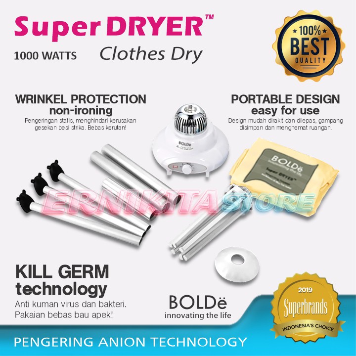 BOLDe SUPER DRYER - Jemuran Listrik Alat Pengering Baju