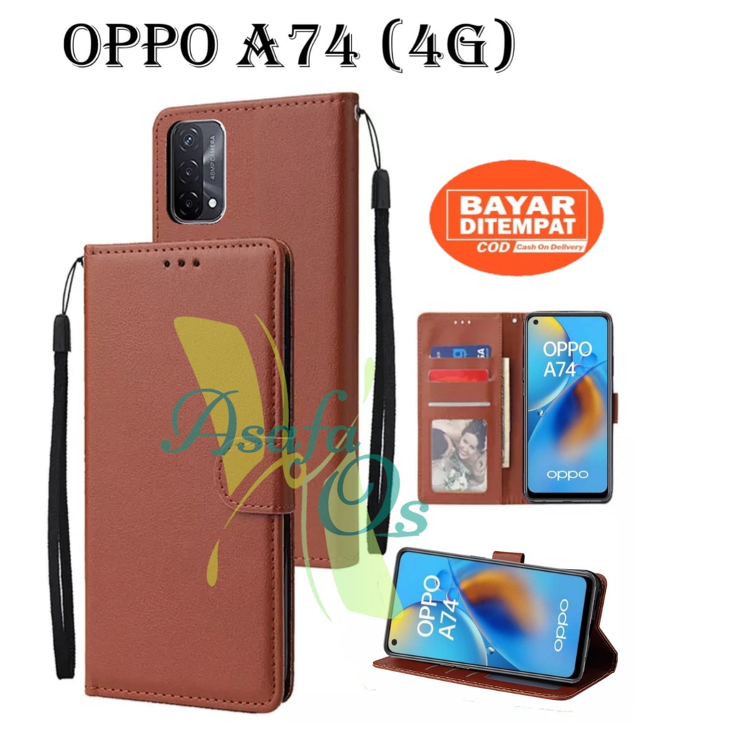 OPPO A74 4G FLIP LEATHER CASE PREMIUM-FLIP WALLET CASE KULIT UNTUK OPPO A74 (4G)