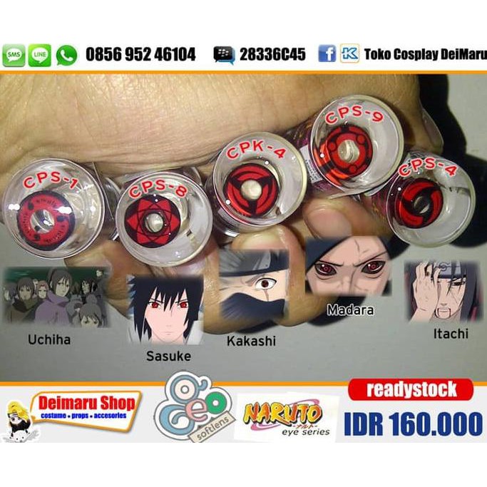 Produk Baru Softlens Lensa Mata Sharingan Sasuke Kakashi Madara Itachi Uchiha