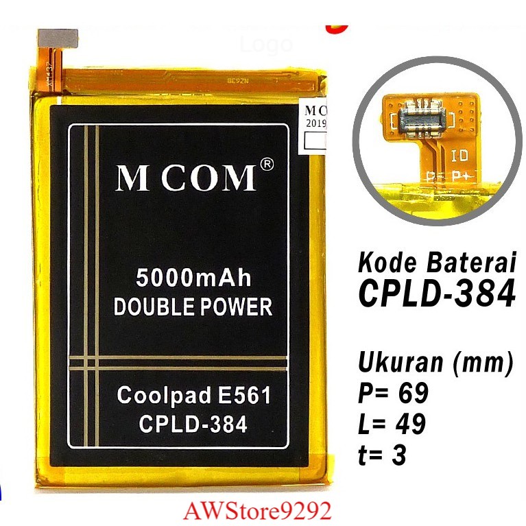 Mcom Battery Batre Baterai Double Power Mcom Coolpad Fancy E561 CPLD-384 CPLD384 CPLD 384