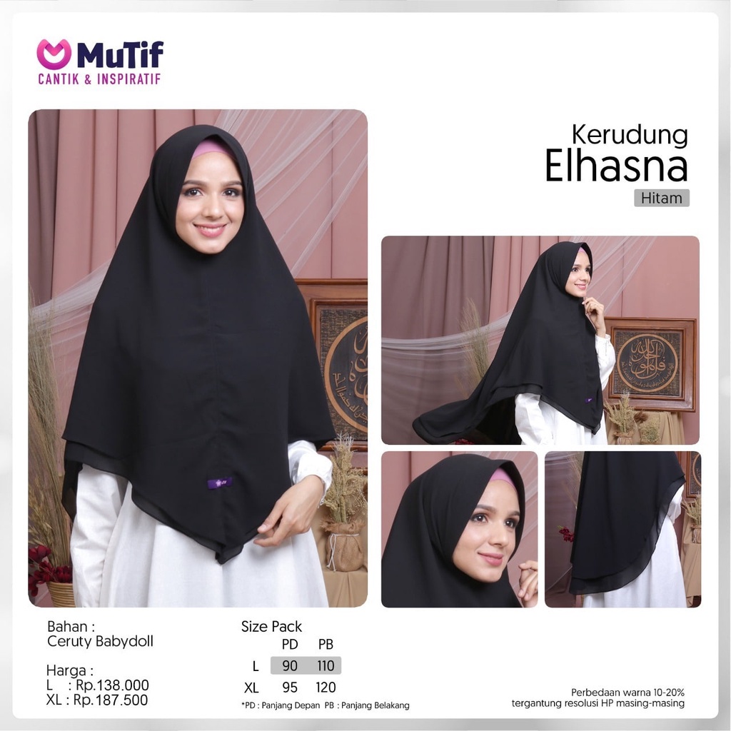 MUTIF ELHASNA KHIMAR CERUTY BABYDOLL VARIASI DUA LAYER