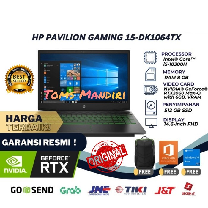 HP Pavilion Gaming 15-DK1064TX Ci5-10300H/8GB/512GB/VGA RTX 2060 6GB/144Hz/15.6"