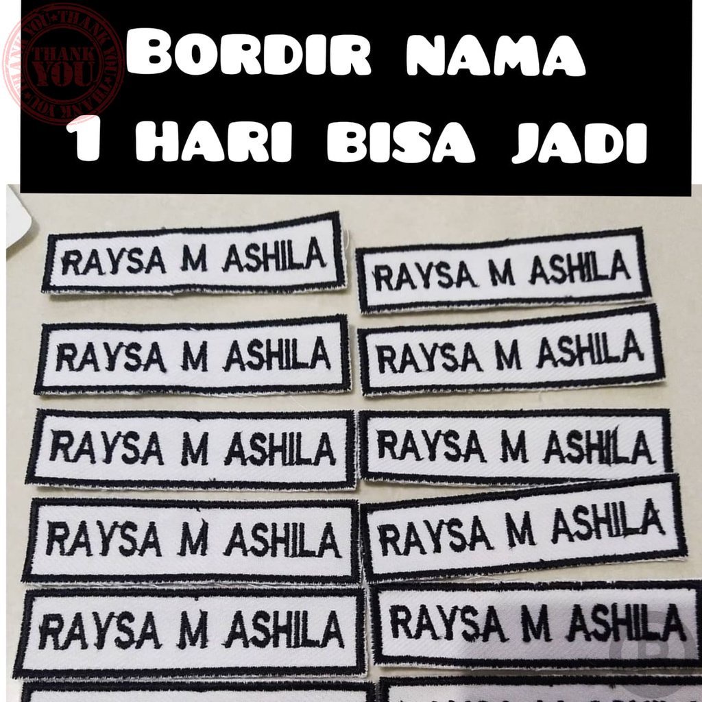 BORDIR NAMA , BORDIR NAMA SEKOLAH,LNGSUNG JADI, BET BORDIR PAPAN NAMA SERAGAM,NAMA SEKOLAH BORDIR, B