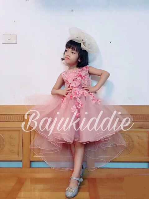 GA2567 PREMIUM NICOLINE  DRESS DUSTY ROSE gaun pesta tutu ulang tahun anak perempuan princess import