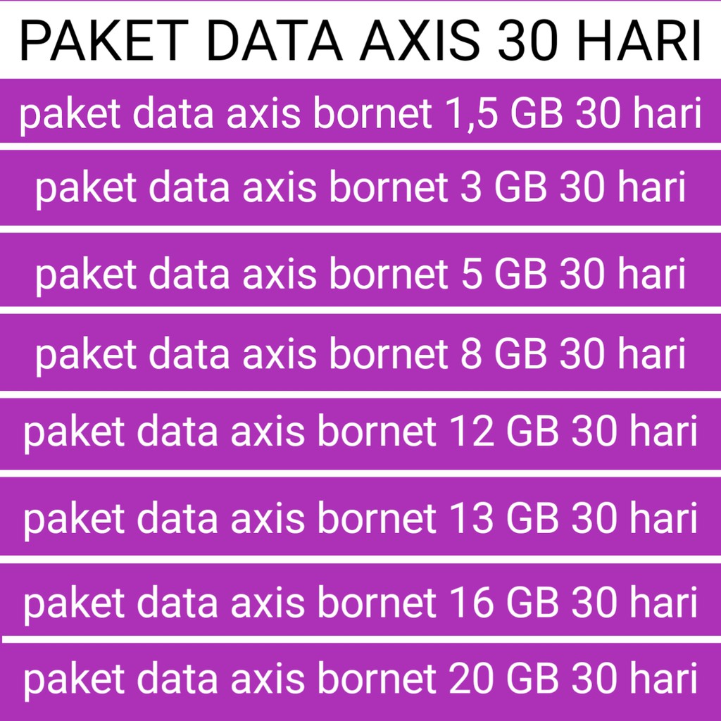 paket data bornet axis 1,5gb,3gb,5gb,8gb,12gb,13gb,16gb,20gb murah