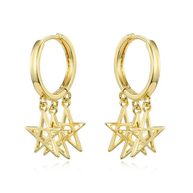 LRC Anting Tusuk Fashion Gold Star Geometric Earrings 46089