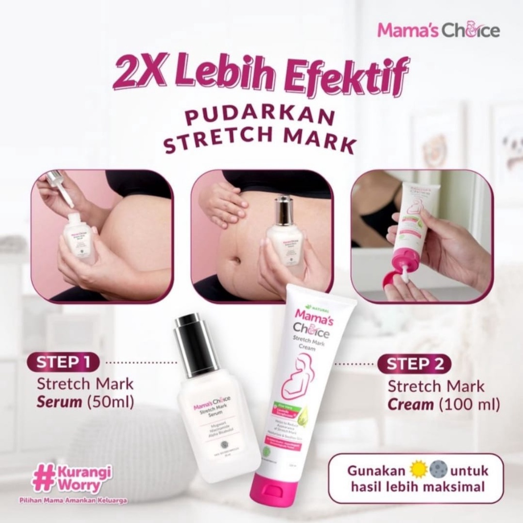 MAMA'S CHOICE STRETCH MARK TREATMENT SERIES / STRETCH MARK SERUM / STRETCH MARK CREAM / PEMUDAR STRETCH MARK / SOLUSI STRETCH MARK