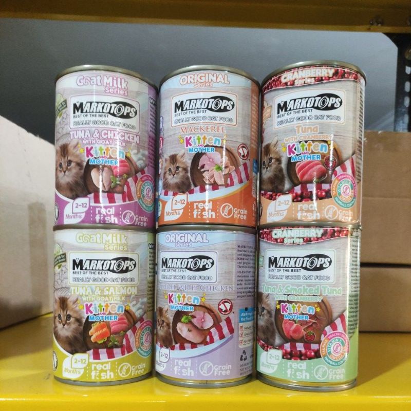 markotop makanan basah kucing kitten &amp; mother goat milk kaleng 400gr