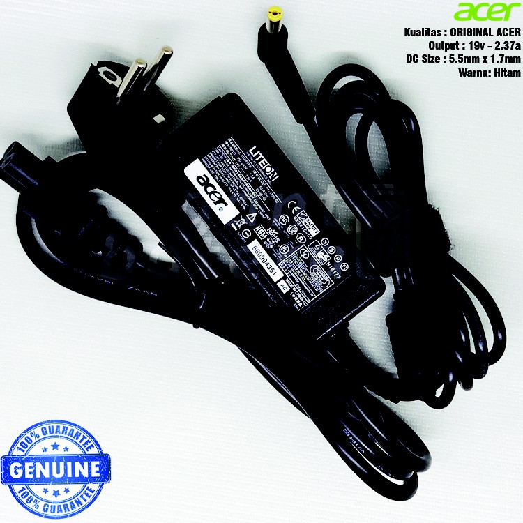 Adaptor Charger Acer E5-422 E5-473 E5-522 E5-532 2.37a 5.5x1.7mm