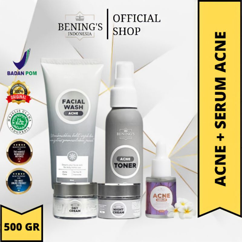 BENING'S SKINCARE DR OKY PRATAMA PAKET ACNE DENGAN SERUM/BENING'S CLINIC/BENINGS SKINCARE