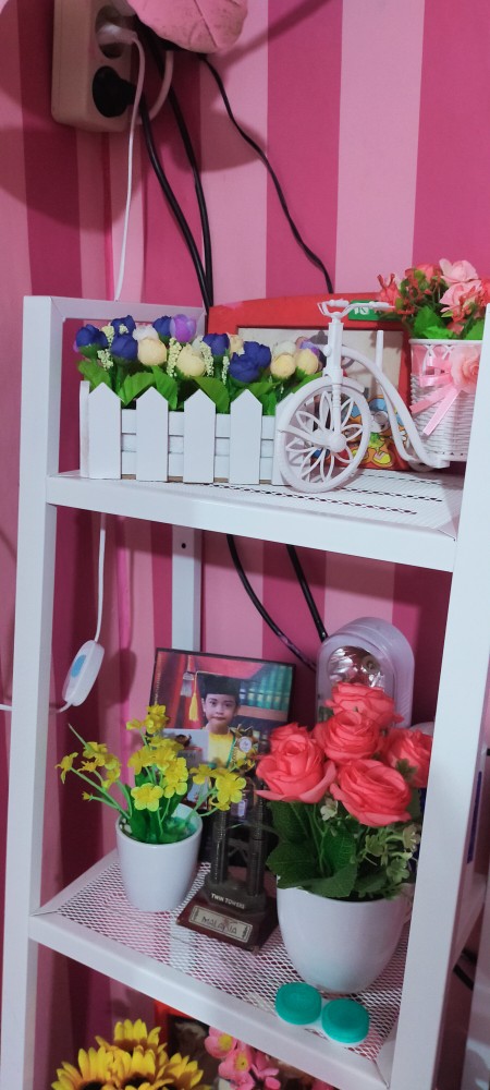 Vas Pagar Kayu Dan Bunga Mawar Lotus Artificial Shabby  Home Decoration