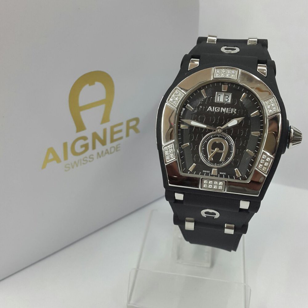 Jam Tangan Pria Aigner Roma 2017 rubber black rosegold 45mm Premium