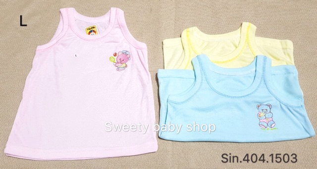 Singlet bayi 0-2 tahun halus isi 6 pcs bordir merk pinpin