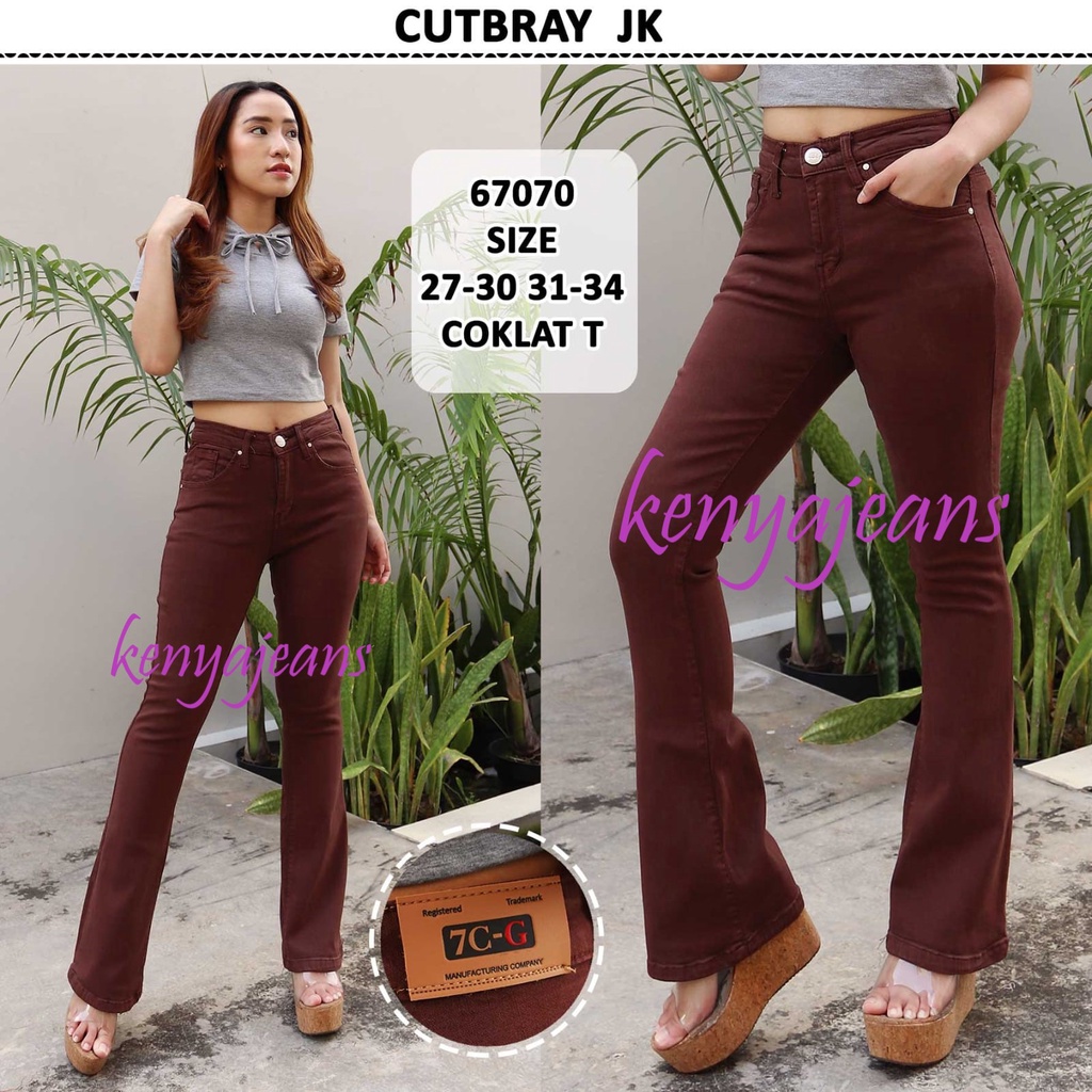 7C-G CELANA JEANS PREMIUM CUTBRAY JK COKLAT TUA / BOOTCUT JEANS / STREACH JEANS / 27 - 34