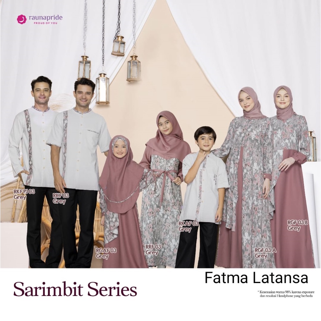 Sarimbit keluarga rauna 03 Grey  / baju couple keluarga / fashion muslim / gamis ibu dan anak / koko