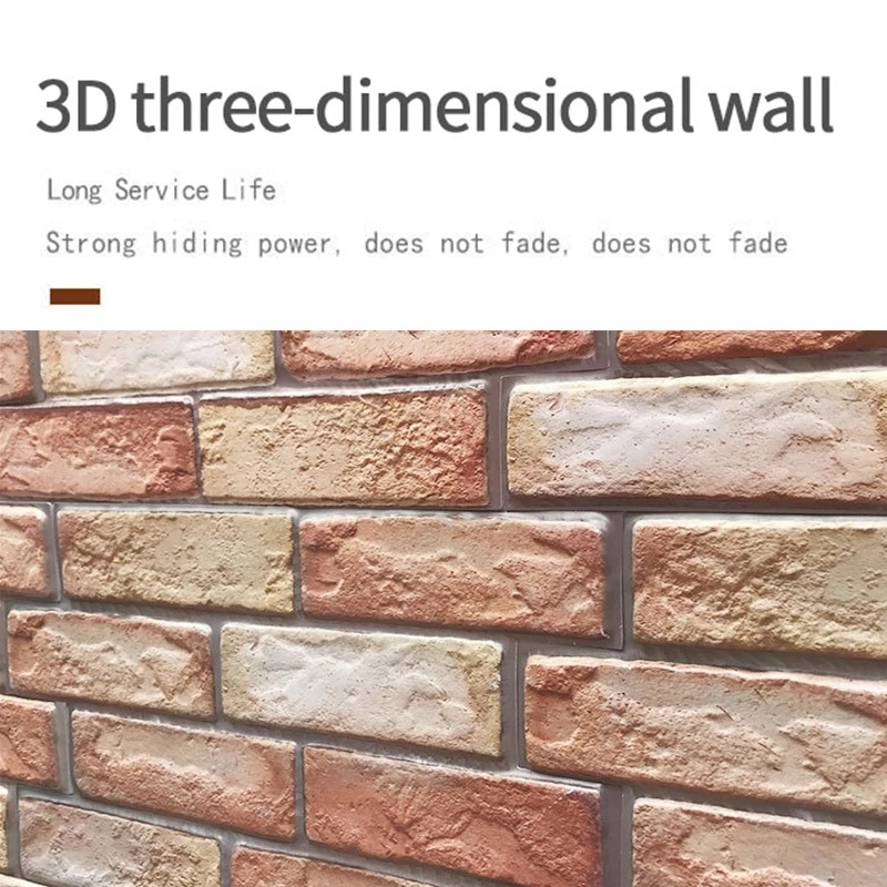 Creative 3D Stereo Brick Pattern  Wall Stickers Self-adhesive PVC Wallpaper /Environmentally Flame Retardant Heatproof Vinyl Waterproof Home Decoration / DIY Wall Decal Used for Living Room Bedroom TV Background Oil-proof Kitchen Stickers Wall Decorations