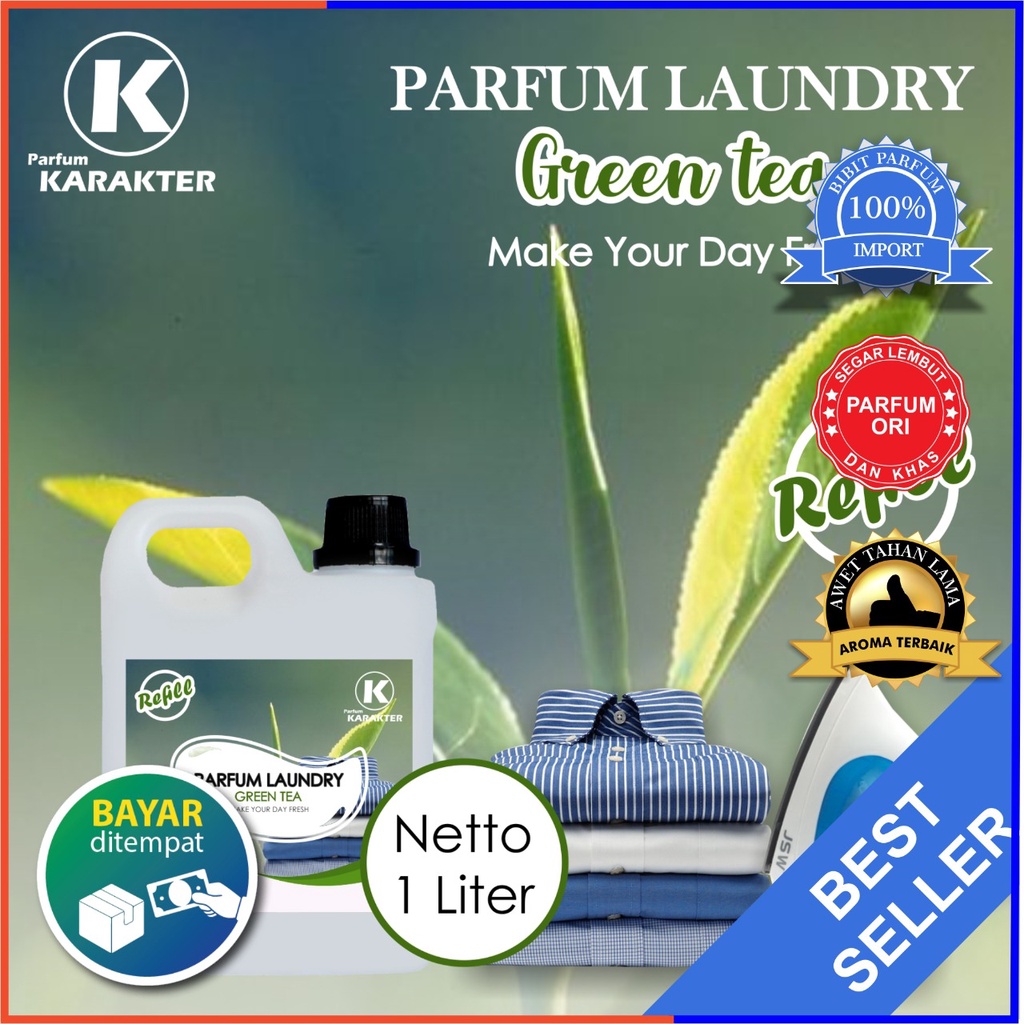 Parfum Laundry Aroma Green Tea Komposisi  Bibit Parfum Import Wangi Tahan Lama ukuran 1 Liter | Bisa Cod | Terlaris