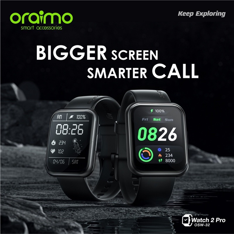 Oraimo OSW-32 Watch 2 Pro Smart Watch Jam Tangan Pintar Bigger Screen Smarter Call - Garansi 1 Tahun