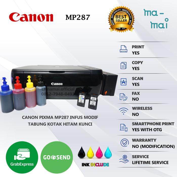 Jual Printer Canon Pixma Mp287 Infus Multi Function All In One Dye Ink Standar Shopee Indonesia 5081