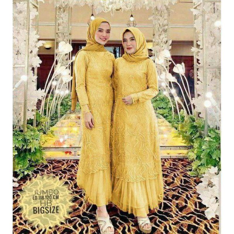(COD)GAMIS JUMBO , DRESS JUMBO GAMIS BROKAT tille JUMBO XXXXL LD 120CM & LD 104CM , gamis muslim GAM