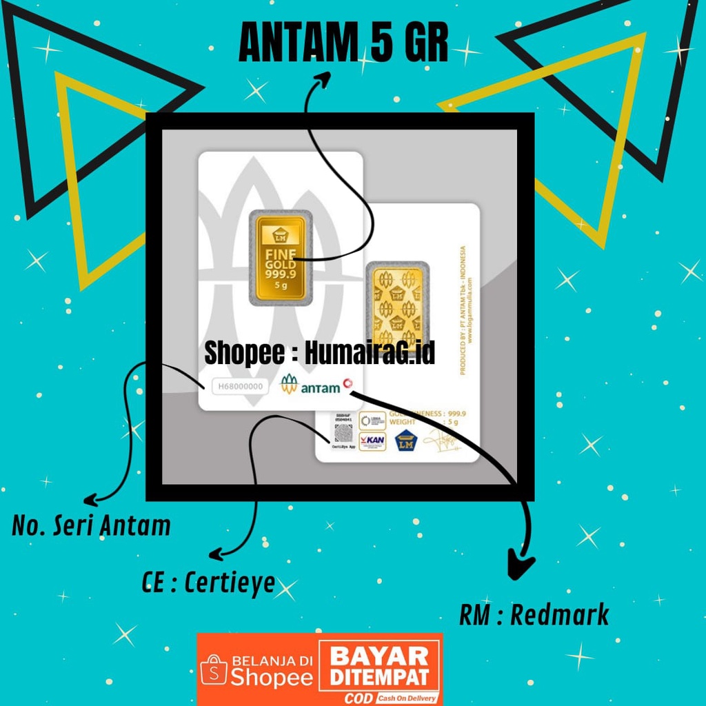 Logam Mulia Antam 5 gram Press Certieye Redmark Retro Portrait Classic  Landscape Tidur LM 5 gr