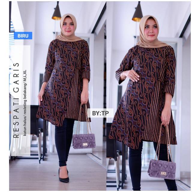 Tunik respati garis batik modern