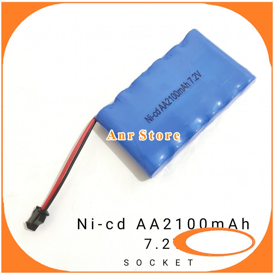 Baterai NiCd RC AA 2100mAh 7.2V Socket Hitam isi 6 Baterai Mobil Remot