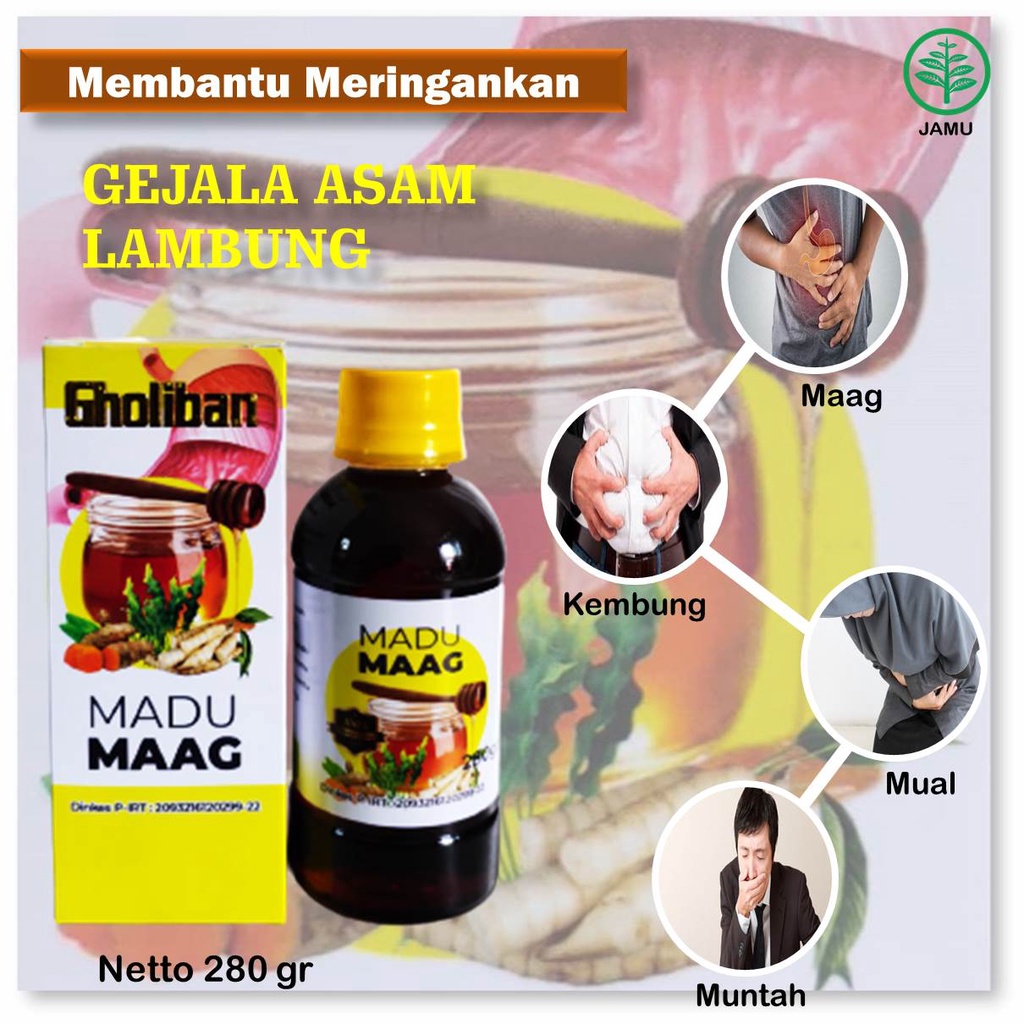 MADU MAAG LAMBUNG GHOLIBAN Madu Maag Asam Lambung Gerd Gholiban Asli isi 280gr Madu Asam Lambung  Ob