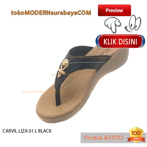 CARVIL LIZA 01 L BLACK sandal wanita wedges jepit