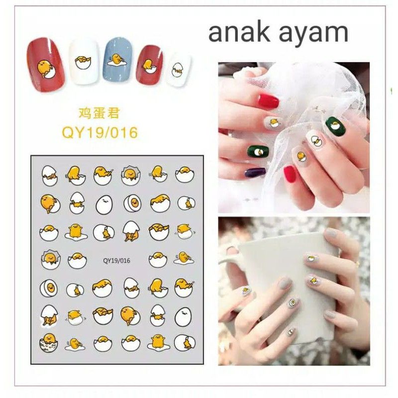 mrcaisen Stiker kuku 3d anak dewasa nail art sticker tempelan hiasan cat kuku