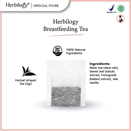 Herbilogy Breastfeeding Tea | Teh Herbal Untuk Melancarkan Asi  BPOM 20 Pcs/Box