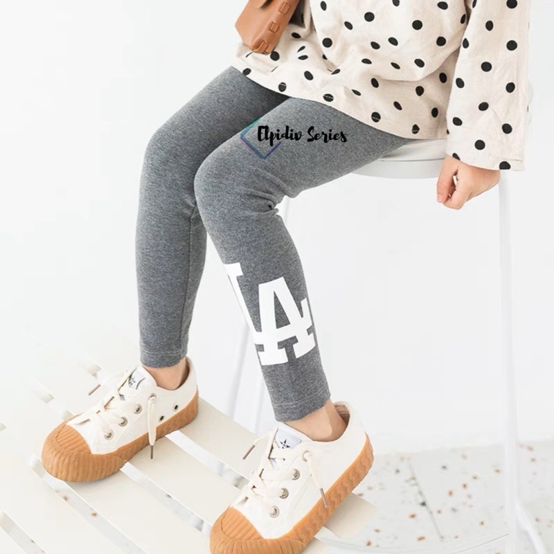 Elpidiv - Legging Anak Kaos Motif Grafik Font LA Usia 5y-14y (LAF-010)