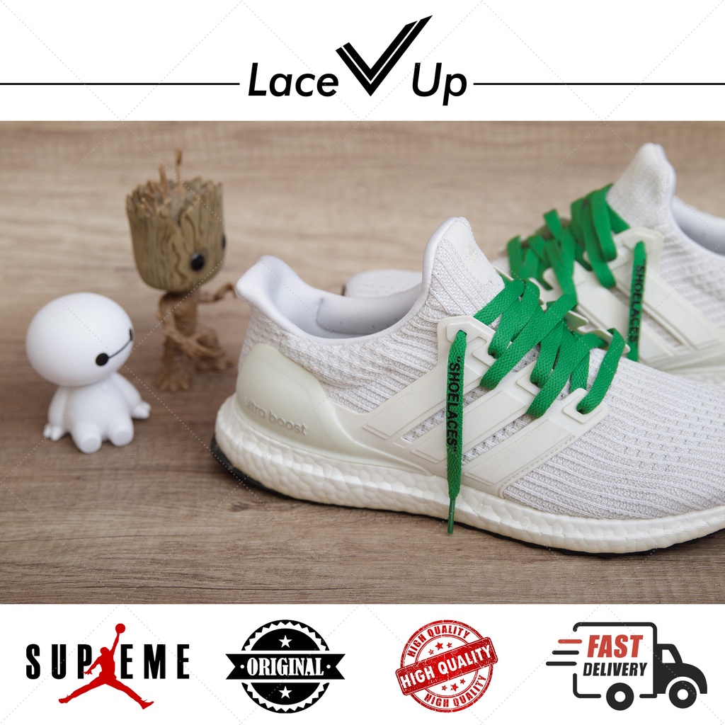 Tali Sepatu Off White &quot;SHOELACES&quot; Flat | OffWhite Laces - Pine Green