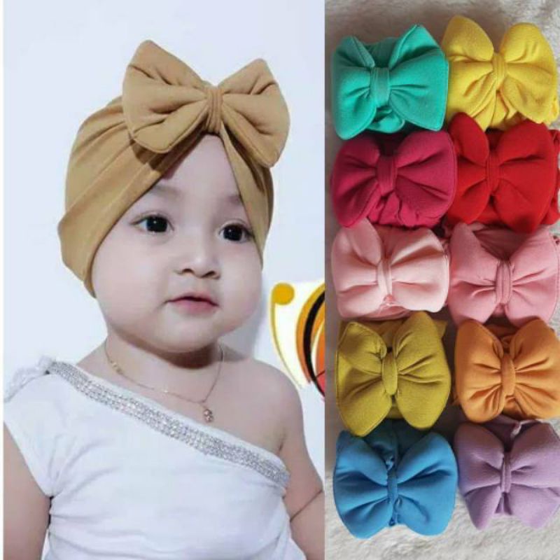 COD Turban Anak Pita Lucu / Kerudung Anak / Jilbab Anak / Turban Bayi Aksen Pita Bow