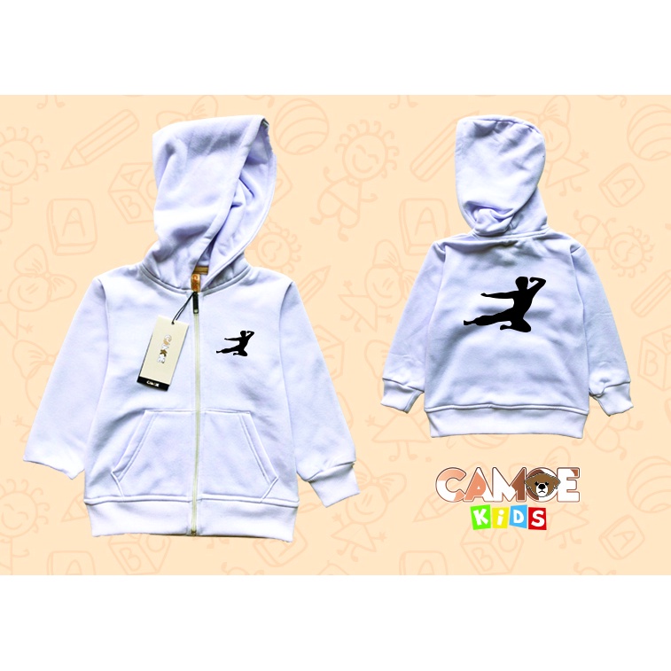 Hoodie Zipper Anak Bruce Lee kick Logo
