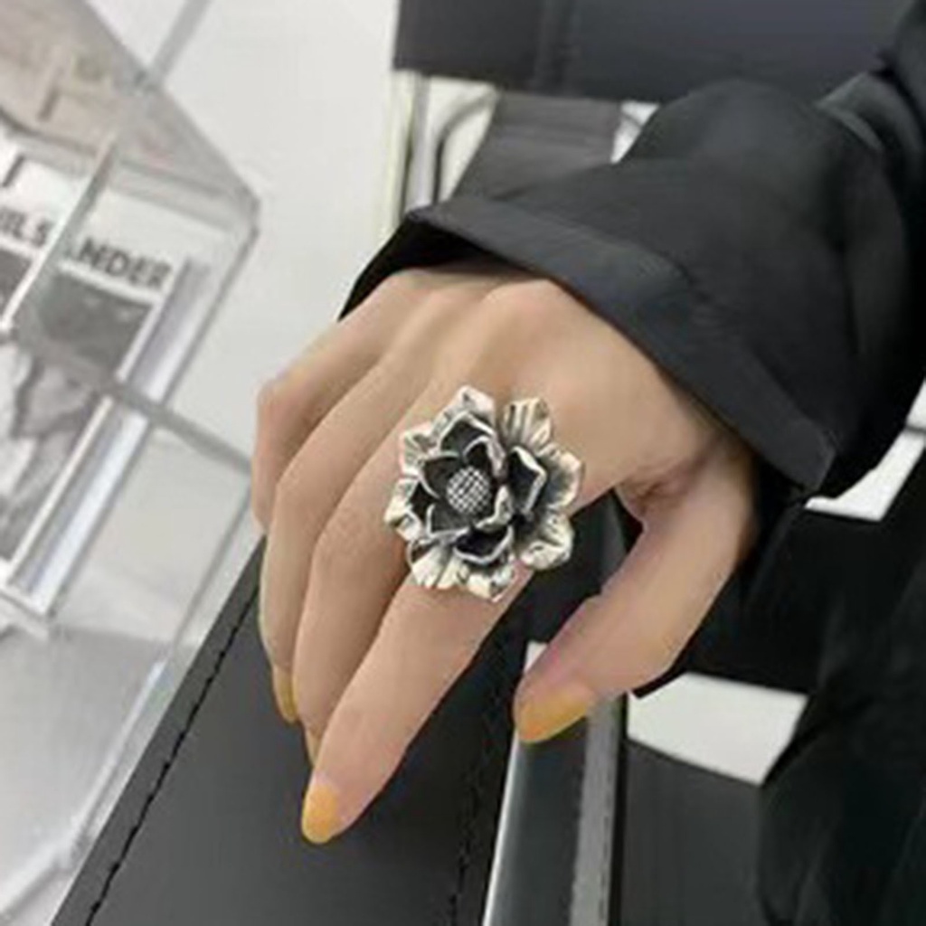 Hu Hu Hu Hu Hu Alat Bantu Pasang Kacamata♡ Cincin Model Terbuka Desain Bunga Untuk Wanita