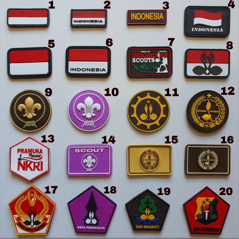 patch rubber logo pramuka/wosm/scout/rescue/rubber patch pramuka/tempelan emblem karet velcro