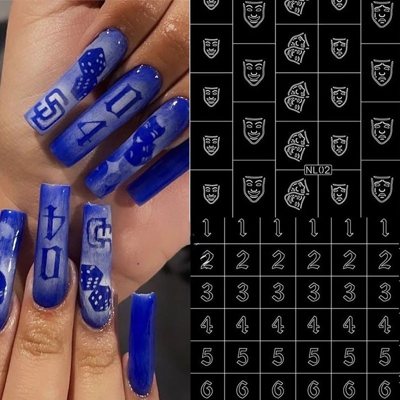 1pc Stiker Kuku Motif Bintang / Angka / Bunga Transfer Air Untuk Nail Art / Manicure Anak Perempuan