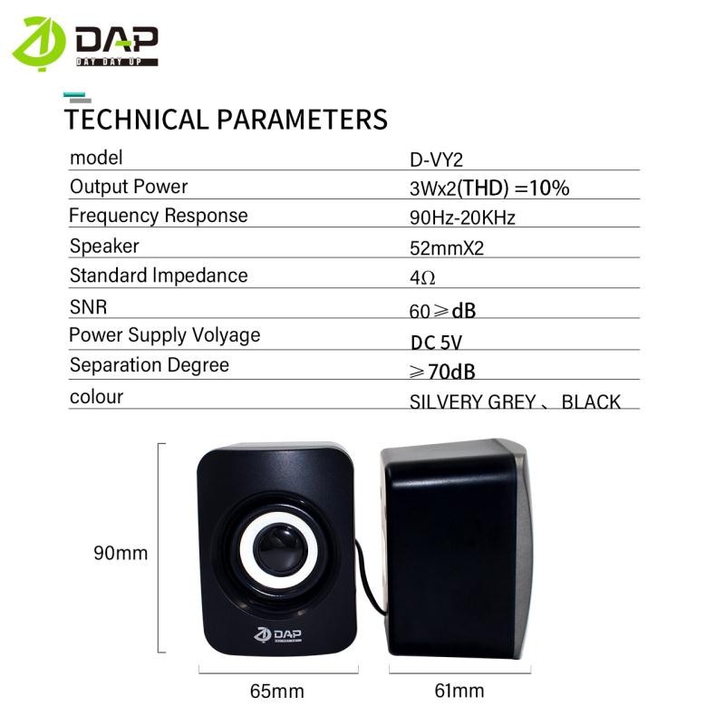 Speaker Multimedia DAP D-VY2 Speaker Portable For Laptop PC Smartphone