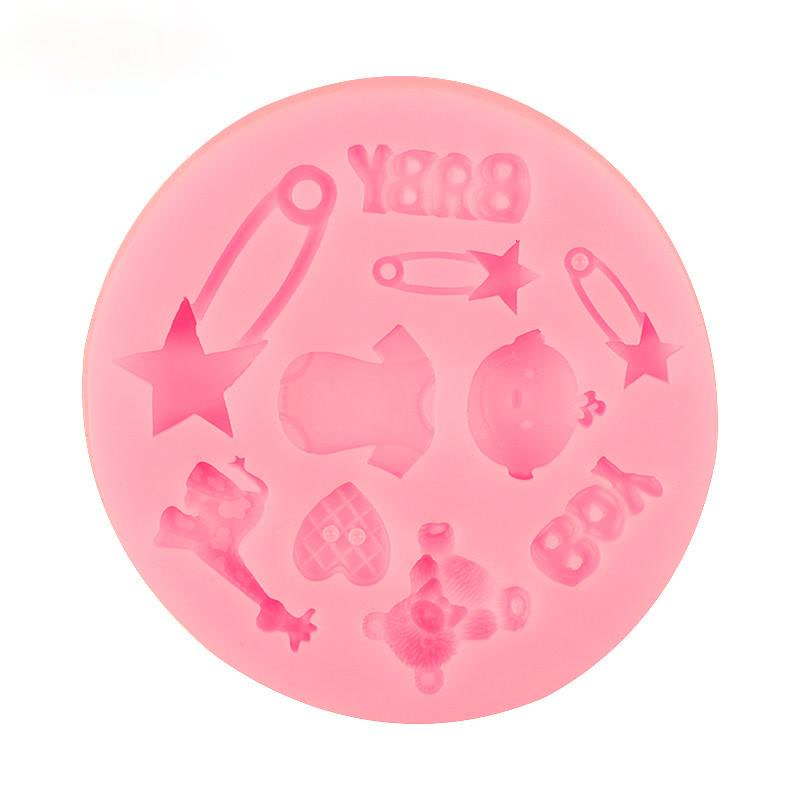 Silicone Cake Mold Heart Baby Boy Shape Sugarcaft Fondant Mold Baby Shower Cake Decorating Tool