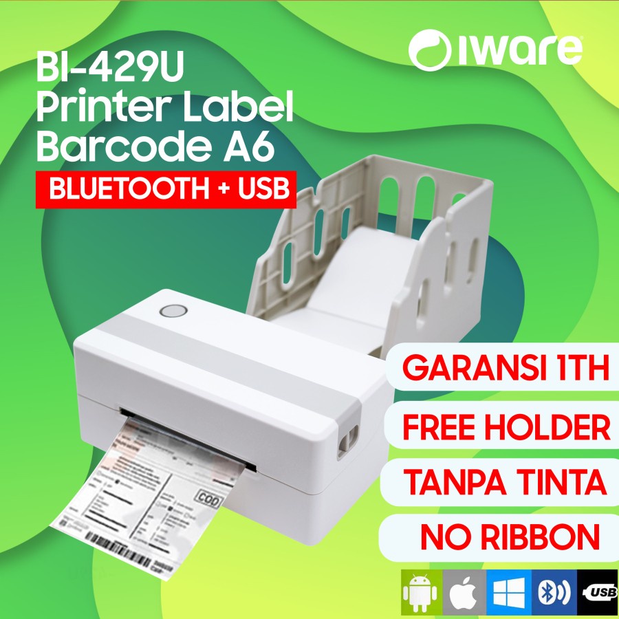 Label Printer Barcode 110mm PRINTER STICKER A6 4&quot; - BI-429 USB BLUETOOTH  SUPPORT WINDOWS DAN MAC